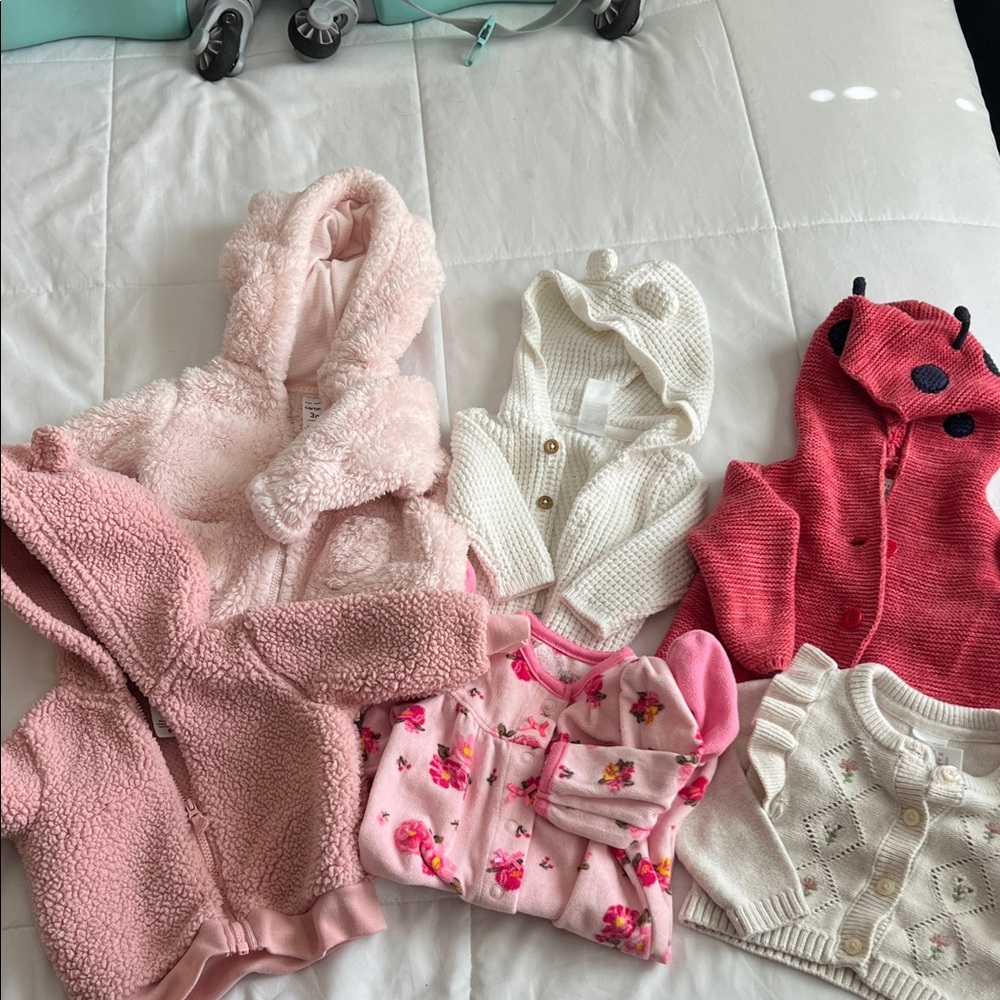 Baby Girl Lot of Sweaters and Pajamas